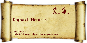 Kaposi Henrik névjegykártya